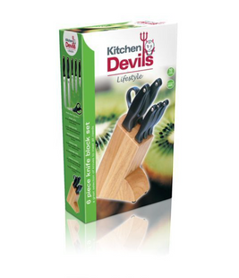 Комплект FISKARS: Набір ножів в деревяному блоці Kitchen Devil + Сковорода Steel 28 см 1000773105909 фото