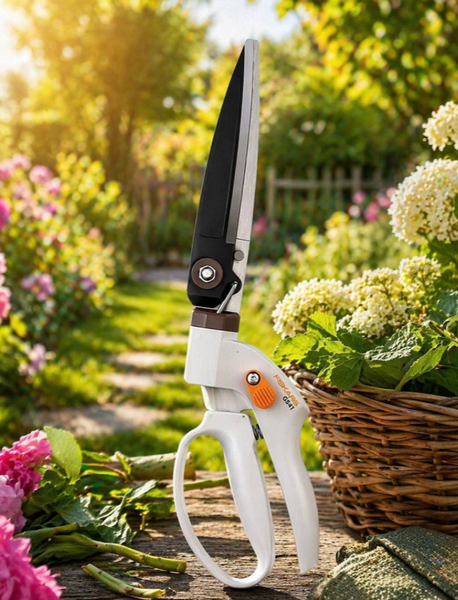 Набір Fiskars: Котушка зі шлангом Waterwheel S+ Ножиці для трави White GS41 1026680102691 фото